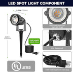 L LOHAS LED Christmas Spotlight Outdoor, Green Spot Lights for Yard, Auto On/Off 5W 120V Landscape Lighting for House, Holiday, Trees, Decoration, 450LM IP66 Waterproof, UL Listed, 2 Pack