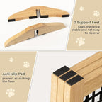 Wire Dog Gate Solid Wood Frame, Anti-Chewing, 3-Panel, 36" Height, 60" Width, Indoor Freestanding Pet Gate Foldable Wooden Dog Fences for Stairs, House, Doorway, Oak Color