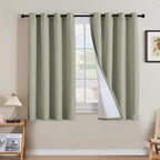 H.VERSAILTEX Linen Curtains 100% Blackout Curtains for Bedroom 54 inch Long Full Light Blocking Nature Linen Blended Window Curtains for Living Room Nickel Grommet (2 Panels, Heathered Tea)