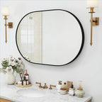 36x24 Mirror Runway Oval Wall Mounted Aluminum Alloy Metal Frame Rectangle Mirrors for Entryway Bedroom Bathroom Living Room 36 24 inch Black