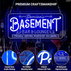 Custom Basement Neon Sign for Bar Lounge, Personalized LED Pub Light with Customizable Name Home Bar Man Cave Decor Gifts for Men Dad Husband Beer Lover(Multiple Sizes & Colors)