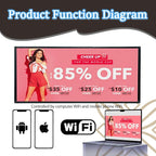 Outdoor Full Color Led Sign WIFI And USB Programmable Led Sign With High Resolution Scrolling Texts, Colorful images and videos LED Advertising Board For Shop (40‘’x17'')