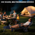 LEVELEVE Heavy Duty Folding Wagon - 2-in-1 Collapsible Cart, 650lb Capacity, All-Terrain Wheels w/Brakes & Side Pockets