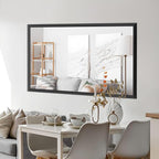 Amorho Bathroom Mirror Black, 55x40 Inch Thick Metal Framed Wall Mirrors, Suitable or Bedroom, Living Room, Entryway, Rectangle Wall-Mounted Mirrors(Horizontal/Vertical).