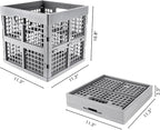 3-Pack Collapsible Plastic Storage Crates,Foldable Crates for Storage,16L (Grey)