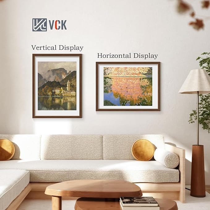 VCK 18x24 Poster Frame 5 Pack - Brown, High-End Wood Picture Frames with Polished Plexiglass, Display 16x20 Photo with Mat or 18x24 without Mat, Art Gallery-Quality, Wall Hanging, Brown