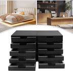 4-piece Drawer Cabinet, Organizer Sorter Container Keeper Unit Storage Box Stackable Chest Divider Shelf System with 10 Drawers & 4 Stackable Units for Home Office Study Room Dorm Bedroom(Black)