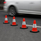 Fluorescent Orange/Green PVC Traffic Cones, Heavy Black Base Parking Lot Cone Structurally Stable Weatherproof Road Construction Safety Cones (8, Orange, 12" Small)