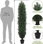 THE BLOOM TIMES 6ft Large Topiary Trees Artificial Outdoor Set of 2, UV Resistant Faux Cedar Pine Cypress Bushes & Shrubs, Fake Plants for Front Porch Outside Planter Patio Decor 6 Foot Tall