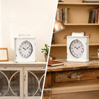 MODE HOME Vintage Mantel Clock with Distressed Finish, Antique Style Battery Operated Metal Decorative Table & Mantel Clock for Living Room Fireplace, Large Decorative Desk & Shelf Clocks for Home