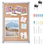 Enclosed Cork Bulletin Board Tamper-Proof Dispaly Case, Aluminium Frame, All-Weather Cork Noticeboard, Outdoor Enclosed Cork Board for School, Office, Restaurant, Hospital (38 X 28 Inches)