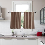 KGORGE Mocha Short Blackout Curtains 36 inch Length for Kitchen, Back Tab Rod Pocket Privacy Thermal Insulation Short Half Window Tiers for Bathroom Basement Offic, W34 x L36, 2 Panels