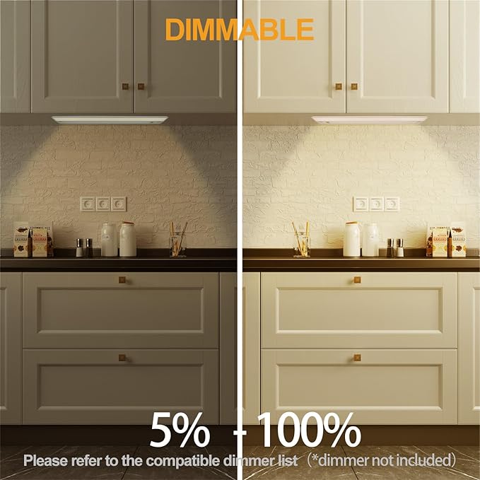 Ansen 2Packs of Under Cabinet Lighting Hardwired, 18in 15W 998LM Dimmable Led Light for Kitchen/Closet, CRI 92+, R9 90+, 3 Color Temperature, 3000K/4000K/5000K(Warm White, Cool White, Daylight)