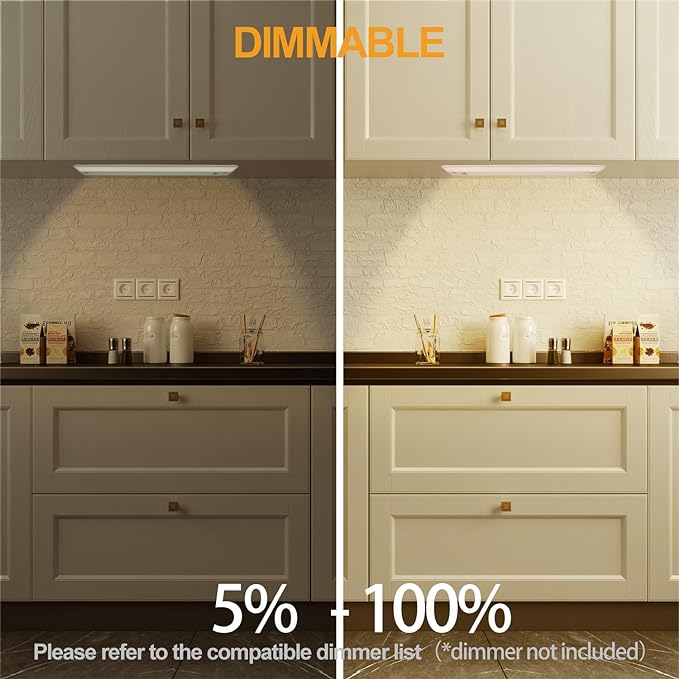 Ansen 2Packs of Under Cabinet Lighting Hardwired, 12in 10W 666LM Dimmable Led Light for Kitchen/Closet, CRI 92+, R9 90+, 3 Color Temperature, 3000K/4000K/5000K(Warm White, Cool White, Daylight)