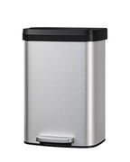 Garvee 13 gal / 50 L Stainless Steel Trash Can with Lid, Large Garbage Can for Kitchen, Rustproof Step-on Kitchen Metal Trash Bin with Liner Rim, Rear Handle, Soft Close Plastic Lid, Silver