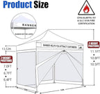 Eurmax USA 10'x10' Pop-up Canopy Tent Commercial Instant Canopies with 4 Removable Zipper End Screen Wall kit and Roller Bag, Bonus 4 SandBags(Red)