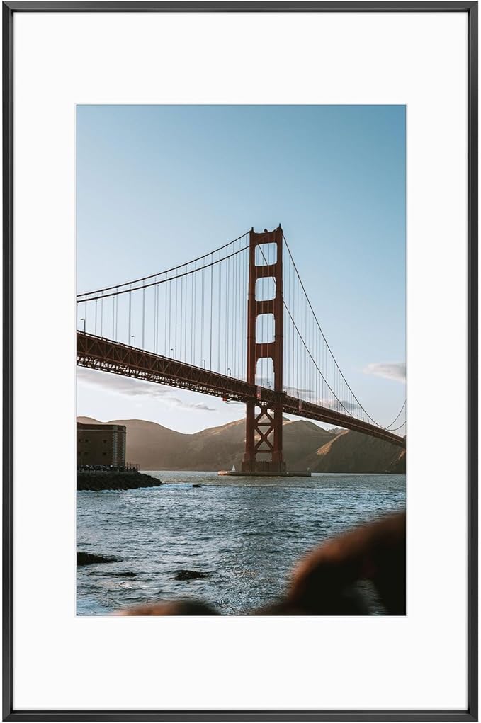 Frametory, 16x24 Metal Picture Frame with Mat for 12x18 Picture & Real Glass, Aluminum Photo Frame Collection (Black, 1 Pack)