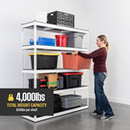 SafeRacks Modular Garage Shelving - 5 Tier Storage Shelves, Tall Metal Rack Shelves for Storage, Heavy Duty Steel Shelf Organizer for Garage, Or Kitchen Pantry (White, 18 x 48 x 72)