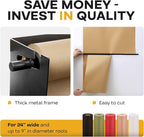IDL Packaging 24" Wall Mounted Kraft Paper Roll Dispenser & Cutter for Rolls up to 24" Wide and 9" in Diameter – Durable Paper Holder with a Serrated Blade – Wall Mount Set Included