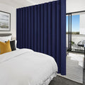 Hiasan Privacy Room Divider Patio Sliding Door Curtain Extra Wide Blackout Thermal Insulated Curtains with Back Tab & Rod Pocket for Bedroom Partition Living Room (120 x 108 Inches, Navy Blue)