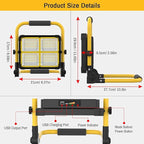 Solar Work Light Rechargeable Spotlight with Stand, MASMEJOR Rechargeable Worklight 12000mAh/ 10000LM/ 336 LEDs/ 4 Lighting Modes, LED Work Light for for Outdoor Camping, Yard, Garage, Hiking