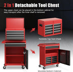 Goplus Tool Chest, 5 Drawers Rolling Tool Cabinet with Detachable Top Toolbox, Universal Lockable Wheels, Lock Bar, Protective Liner & Tool Rack, Metal Tool Storage Cart, Tool Box for Garage Workshop