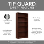 Bush Furniture Universal Tall 5 Shelf Bookcase in Vogue Cherry, Vertical Storage and Display Bookshelf for Home Office or Living Room Organization