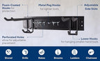 Heavy-Duty Wall Mount Garden Tool Organizer Rack, Black Metal, Multi-Hook Storage System