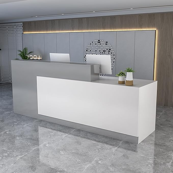 Reception Desk with Lockable Drawers, Modern Retail Counter, Home Office Desk for Checkout, Office/Beauty Salon/Lobby