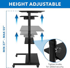 Mount-It! Mobile Standing Desk with Retractable Keyboard Platform | Height Adjustable Stand Up Computer Workstation | Locking Wheels, 99 Lbs Capacity