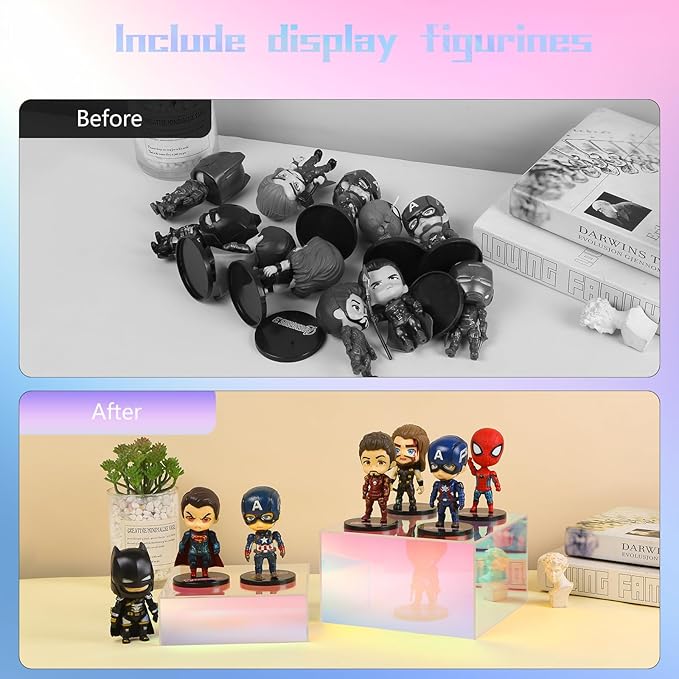 Risers Display Stands, Buffet Riser, Cubes Acrylic Display Box, Food Display Risers for Party, Acrylic Retail Display Stand, Nesting Showcase Display Riser, Craft Show Display Stand (3PCS-Iridescent)