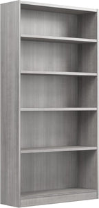 Bush Furniture Universal Tall 5 Shelf Bookcase in Platinum Gray, Vertical Storage and Display Bookshelf for Home Office or Living Room Organization