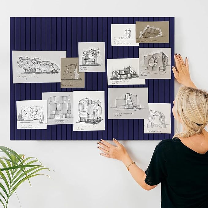 Large Felt Bulletin Board 23x47 Inch, 8pcs Peel and Stick Felt Wall Tiles Modern Push Pin Board for Wall Organization
