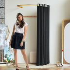 39.37 Clothing Store Fitting Room, U-Shaped Fitting Rooms with Blackout Curtain & Gold Rod, Portable Changing Room for Clothing Store, Mall, Boutique, Office