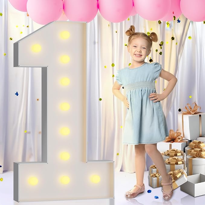 Imprsv 4FT Light Up Letters, Marquee Numbers for 1st 21st Birthdays & Anniversaries, Mosaic Numbers Kit