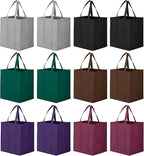 WISELIFE Reusable Grocery Shopping Bags 10 Pack Large Foldable Tote Bags Bulk Eco Produce Bags with Long Handle