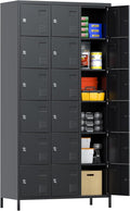 Aobabo 18 Doors Metal Storage Locker for Employees, Lockable Storage Locker with Metal Leg for Employees School Office Gym, Black, Assembly Required