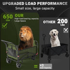 LEVELEVE Heavy Duty Folding Wagon - 2-in-1 Collapsible Cart, 650lb Capacity, All-Terrain Wheels w/Brakes & Side Pockets