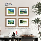 VCK 8x10 Picture Frame 5 Pack - Walnut, High-End Wood Poster Frames with Tempered Glass, Display 5x7 Photo with Mat or 8x10 without Mat, Art Gallery-Quality, Wall Hanging/Tabletop, Walnut