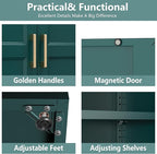 Kitchen Pantry Cabinet, 71 Inch Tall Metal Pantry Cabinet with Doors and Adjustable Shelves, Freestanding Food Cupboard, Storage Cabinets for Dining, Living Room, Green-Teal, Assemble Required