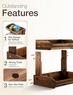 HOLANA Acacia 2 Tier Fruit Basket for Kitchen Counter Organizer – Wooden Fruit Bowl & Wooden Basket for Kitchen Counter Storage, Vegetable Produce Storage & Snack Organizer for Countertop (Walnut)