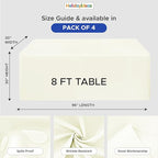 HolidayIdeas Fitted Tablecloths for 8 Foot Rectangle Table, Wrinkle Resistant Washable Table Cover 30x96 Inch for Vendor Booth Display, Banquet, Trade Show, Beige, 4 Pcs