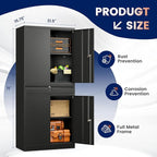 Yizosh Metal Garage Storage Cabinet with Locking Doors and Adjustable Shelves, 71" Tool Storage Cabinet with 1 Drawer for Garage,Warehouse (Black)