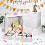 6 Pack Wooden Risers Display Stands Square Food Risers for Buffet Party Rustic Wood Cake & Cupcake Stands Nesting Box Wooden Crates for Display