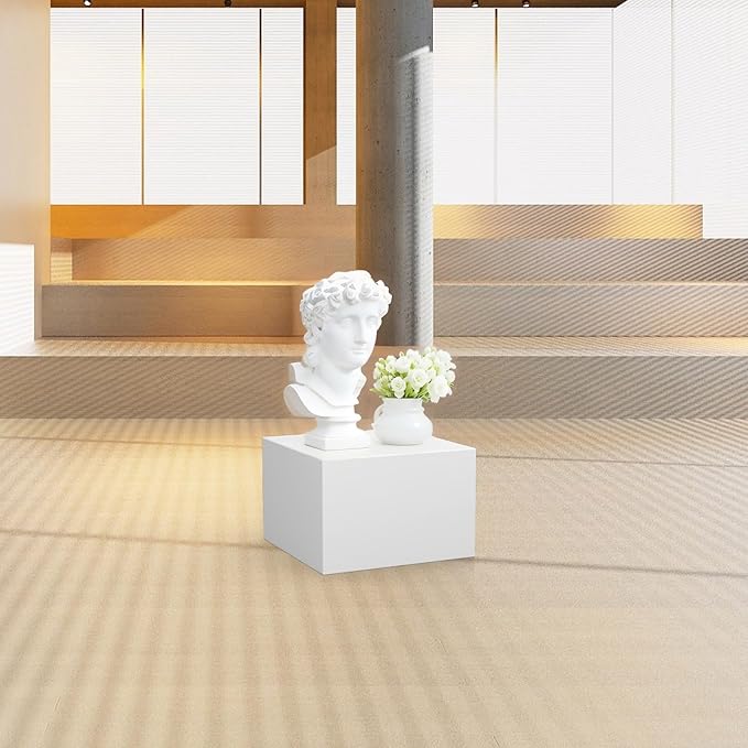 Cube Display Pedestal Stand for Bridal Shop, Square White Display Risers Columns, Party Event Decor Platform Base Showcase for Model Jewelry Clothing Shop Home Exhibition (11.8*11.8*7.87in)