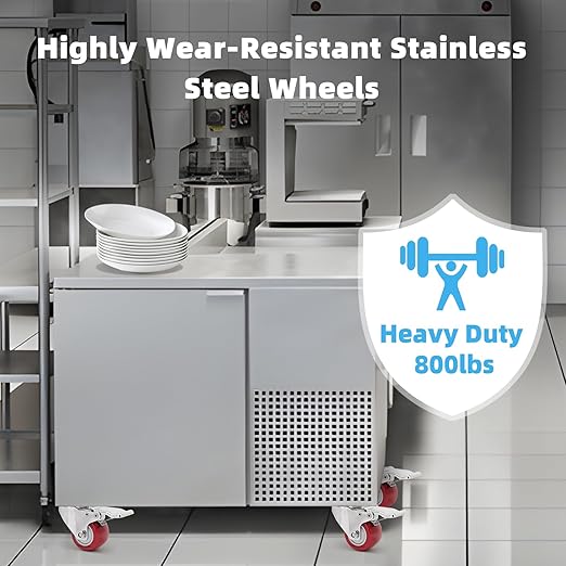 W B D WEIBIDA 2 Inch Stainless Steel Caster Wheels with Brake,Rust-Proof 304 Casters Set of 4,Anti-Corrosion Industrial Castor for Furniture,Labs,Hospitals,Restaurants, Toolbox