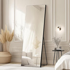 Kosmonia 71x28 Frameless Full Length Silver Coating Mirror w/Distortion Free, HD Reflection &Anti Desilvering, Tempered Glass & Shatter Proof Film Doubling Safety, Easy Setup w/Stand, Wall/Standing