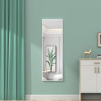 ANYHI Over The Door Mirror, 42"x14" Full Length Mirror for Wall Mirror, 2 Hooks, Aluminum Frame, for Bedromm Bathroom, White