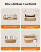 KALLAX Small Woven Basket, 12 x 8 x 4.5 Inches, Small Storage Baskets for Organizing, Gift Baskets Empty, Cute Rope Shelf Closet Storage Bins for Shelves, Dog Toy Basket, White & Brown