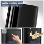 Arlopu13.2 Gallon Step Trash Can, Stainless Steel Garbage Bin, Soft-Close Rubbish Bin with Removable Plastic Inner Bucket, Fingerprint-Proof, Lid Dustbin, Suit for Kitchen Home (Black, 50L)